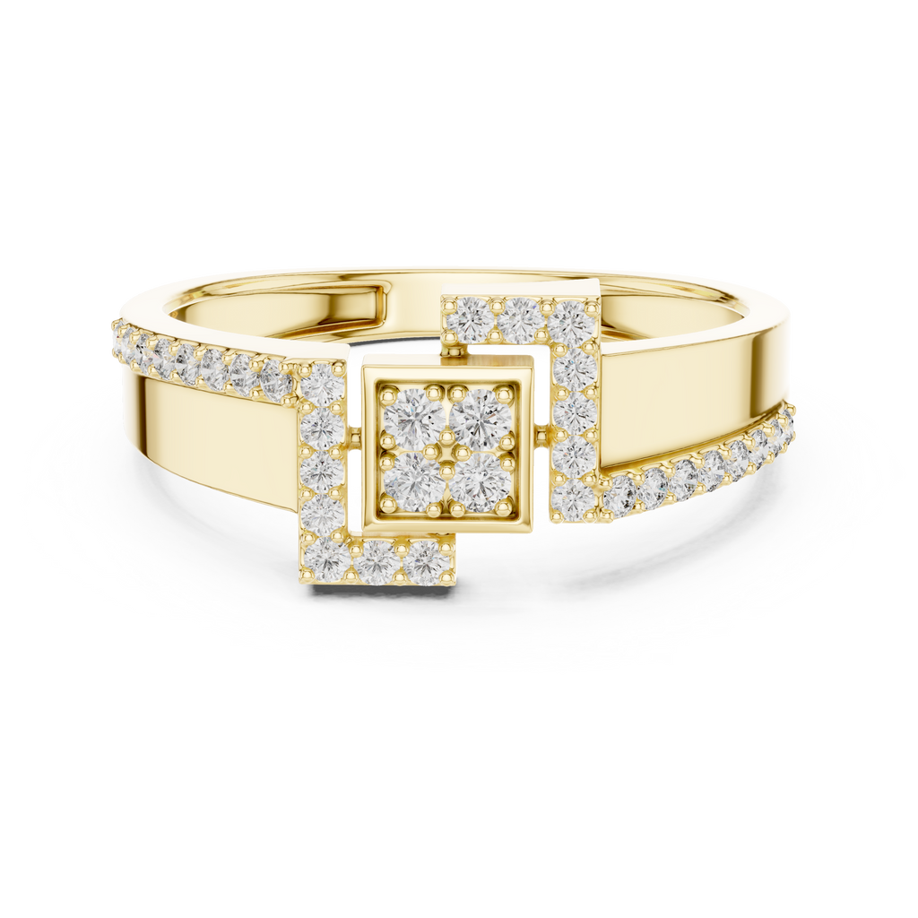 Quinn Lab Grown Diamond Offset Square Bypass Statement Ring with Pavé Brackets
