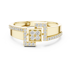 Quinn Lab Grown Diamond Offset Square Bypass Statement Ring with Pavé Brackets