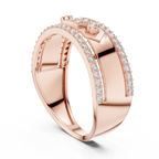 Remy Lab Grown Diamond Studded Statement Band Ring with Pavé Edges