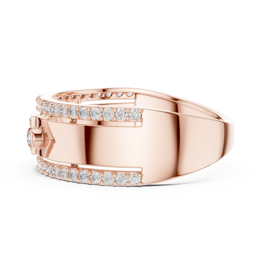 Remy Lab Grown Diamond Studded Statement Band Ring with Pavé Edges