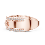 Remy Lab Grown Diamond Studded Statement Band Ring with Pavé Edges