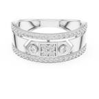 Remy Lab Grown Diamond Studded Statement Band Ring with Pavé Edges