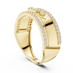 Remy Lab Grown Diamond Studded Statement Band Ring with Pavé Edges