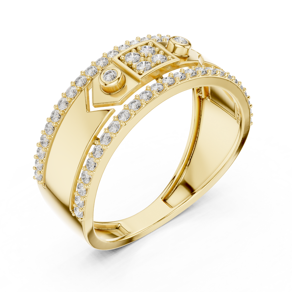 Remy Lab Grown Diamond Studded Statement Band Ring with Pavé Edges