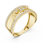 Remy Lab Grown Diamond Studded Statement Band Ring with Pavé Edges