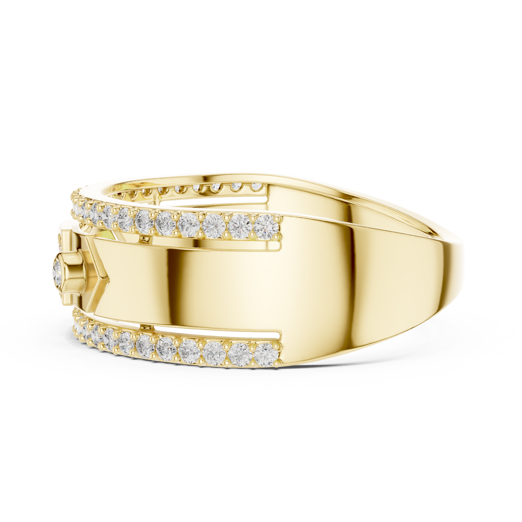 Remy Lab Grown Diamond Studded Statement Band Ring with Pavé Edges