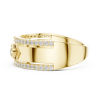 Remy Lab Grown Diamond Studded Statement Band Ring with Pavé Edges