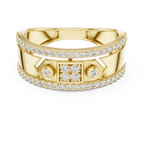 Remy Lab Grown Diamond Studded Statement Band Ring with Pavé Edges