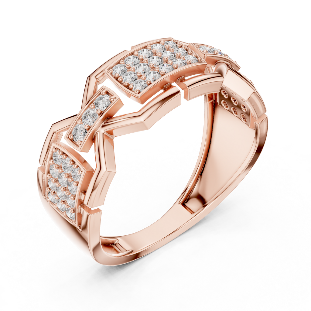 Cassidy Lab Grown Diamond Chain Link Statement Band Ring with Pavé Panel