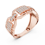Cassidy Lab Grown Diamond Chain Link Statement Band Ring with Pavé Panel