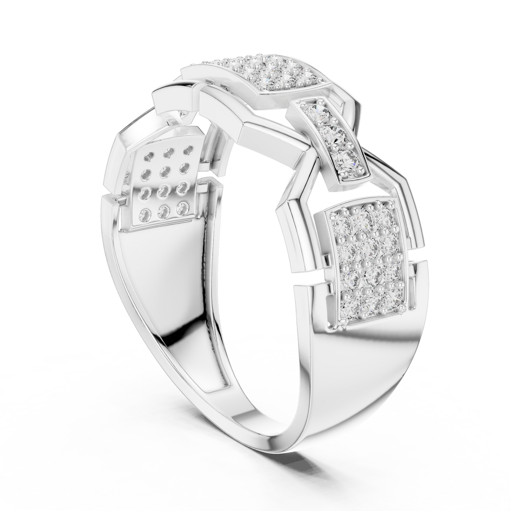 Cassidy Lab Grown Diamond Chain Link Statement Band Ring with Pavé Panel