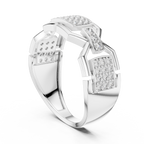 Cassidy Lab Grown Diamond Chain Link Statement Band Ring with Pavé Panel