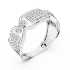 Cassidy Lab Grown Diamond Chain Link Statement Band Ring with Pavé Panel