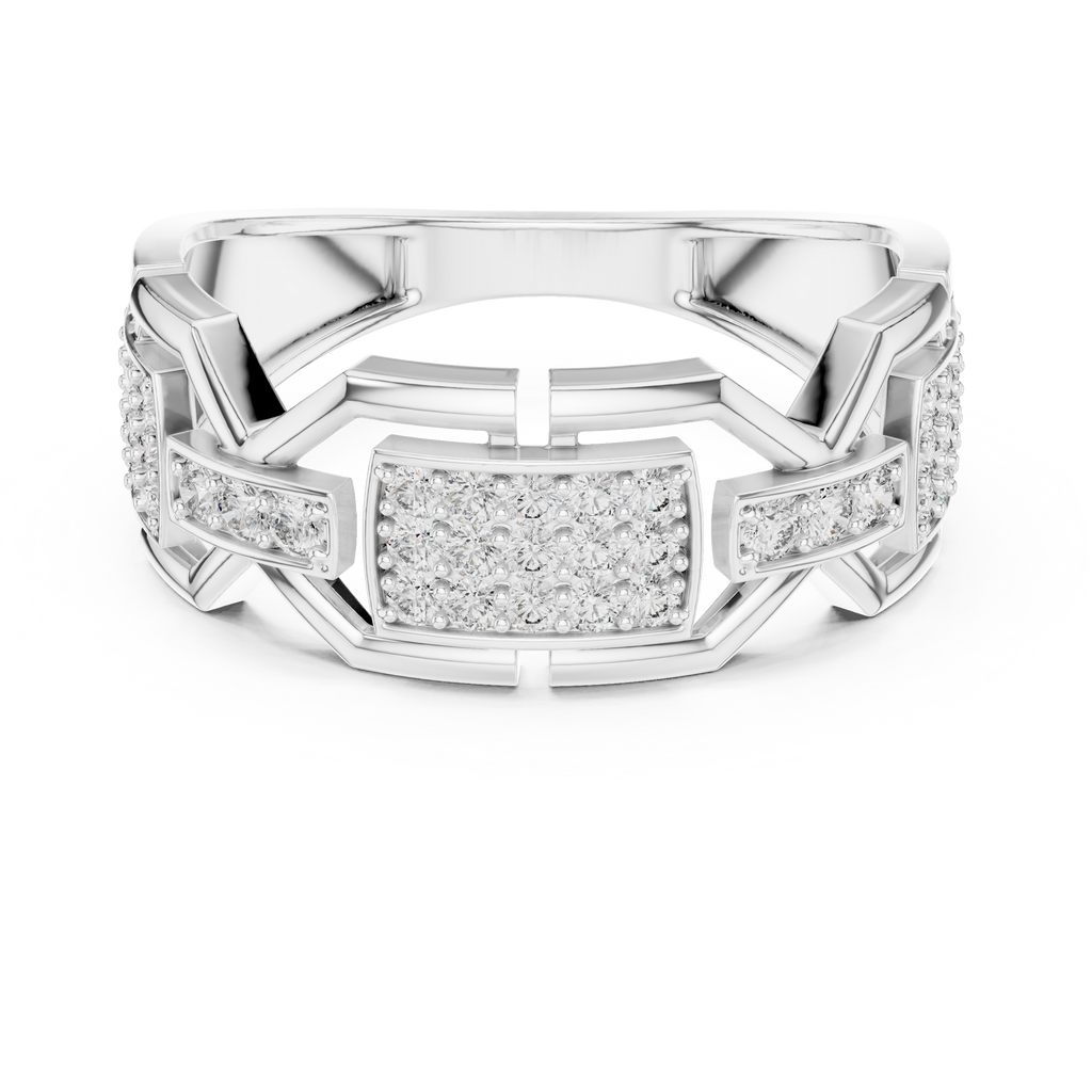 Cassidy Lab Grown Diamond Chain Link Statement Band Ring with Pavé Panel