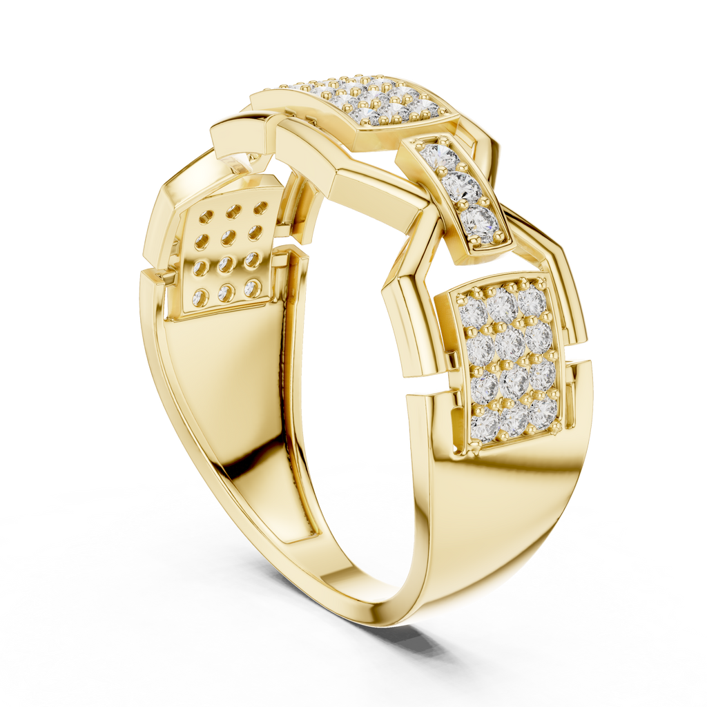 Cassidy Lab Grown Diamond Chain Link Statement Band Ring with Pavé Panel
