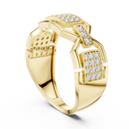 Cassidy Lab Grown Diamond Chain Link Statement Band Ring with Pavé Panel