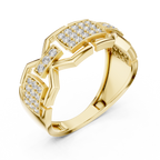 Cassidy Lab Grown Diamond Chain Link Statement Band Ring with Pavé Panel