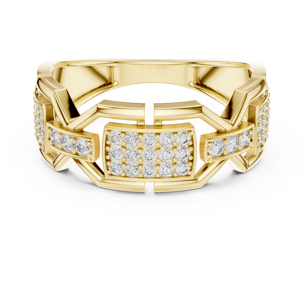 Cassidy Lab Grown Diamond Chain Link Statement Band Ring with Pavé Panel