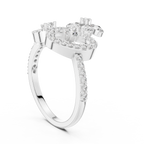 Daphne Lab Grown Diamond Flower Crown Statement Ring with Pear Cut Petals
