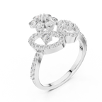 Daphne Lab Grown Diamond Flower Crown Statement Ring with Pear Cut Petals