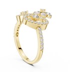 Daphne Lab Grown Diamond Flower Crown Statement Ring with Pear Cut Petals