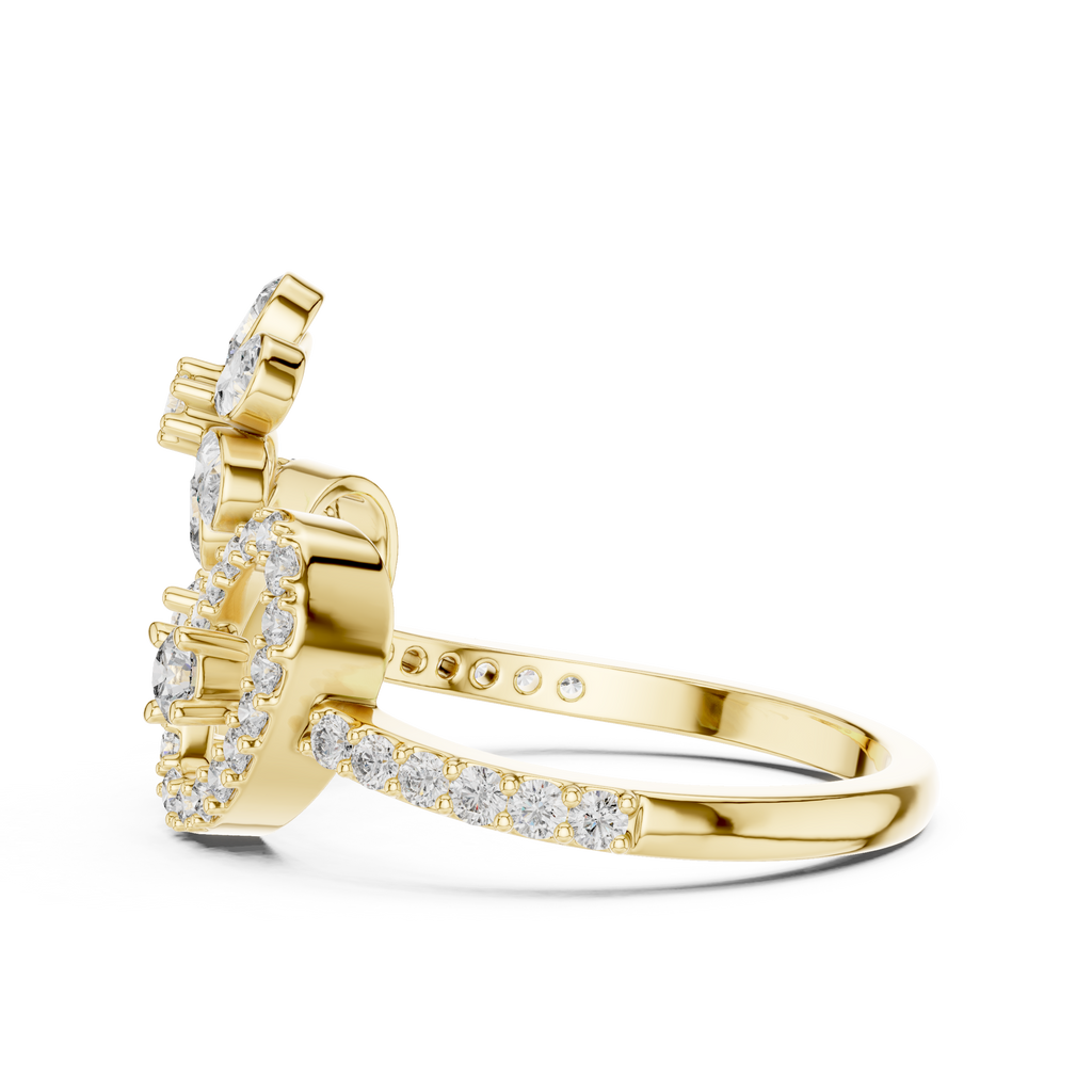 Daphne Lab Grown Diamond Flower Crown Statement Ring with Pear Cut Petals