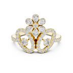 Daphne Lab Grown Diamond Flower Crown Statement Ring with Pear Cut Petals