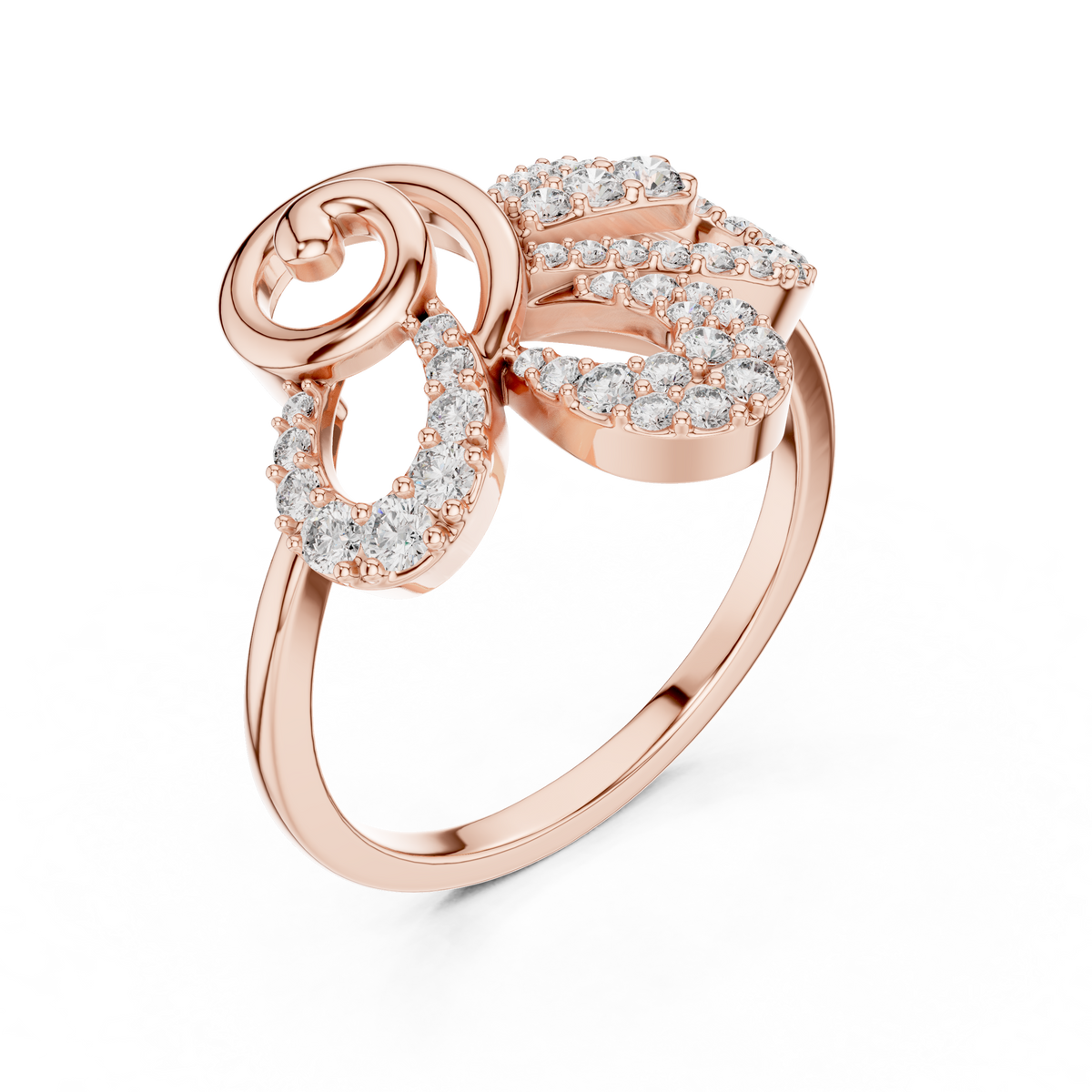 Papilio Lab Grown Diamond Butterfly Swirl Statement Ring with Pavé Wings