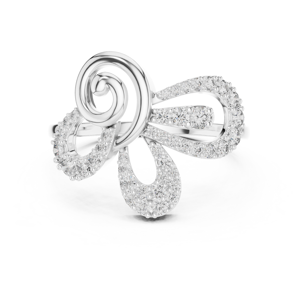 Papilio Lab Grown Diamond Butterfly Swirl Statement Ring with Pavé Wings