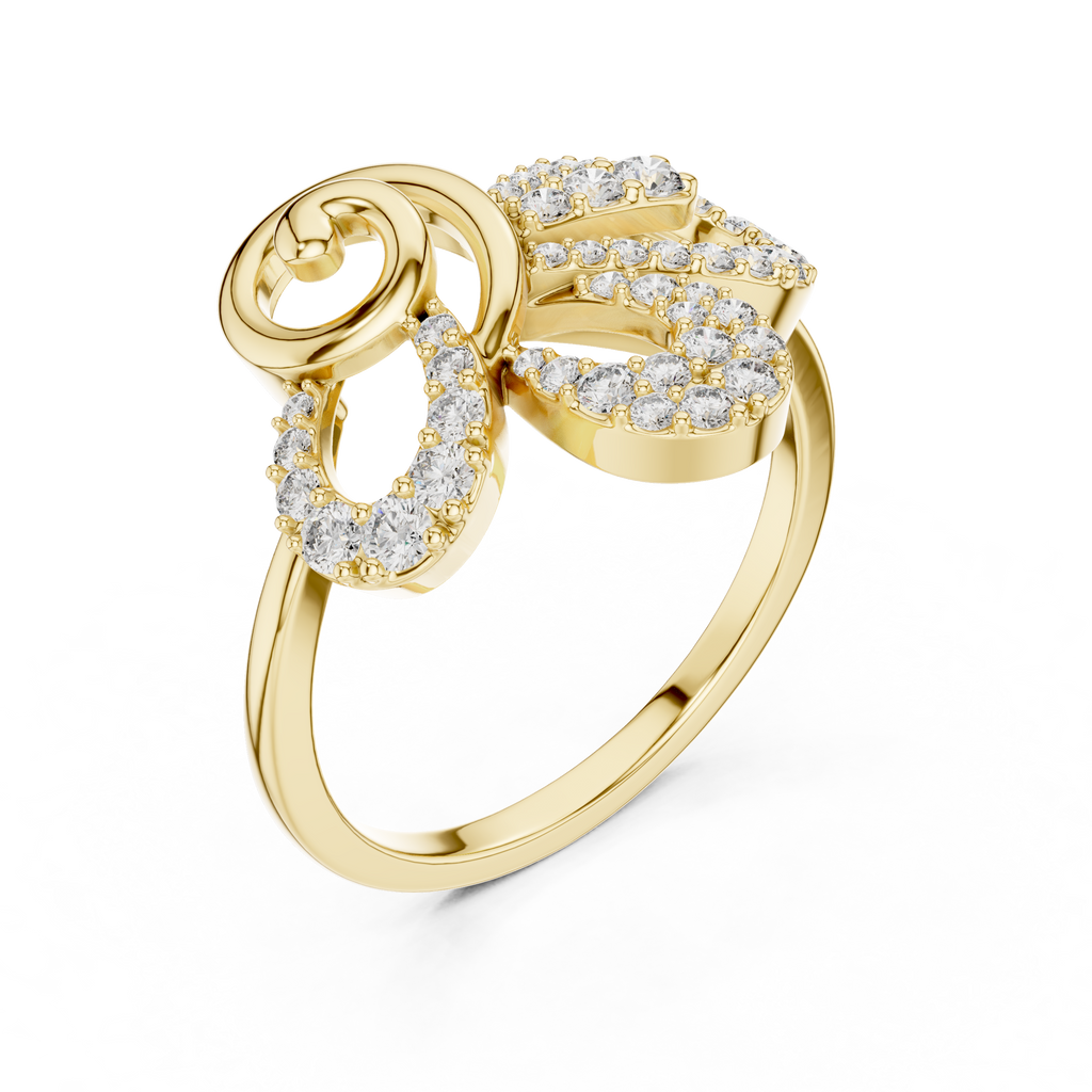Papilio Lab Grown Diamond Butterfly Swirl Statement Ring with Pavé Wings