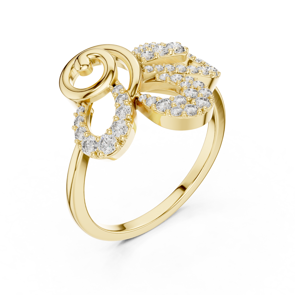Papilio Lab Grown Diamond Butterfly Swirl Statement Ring with Pavé Wings