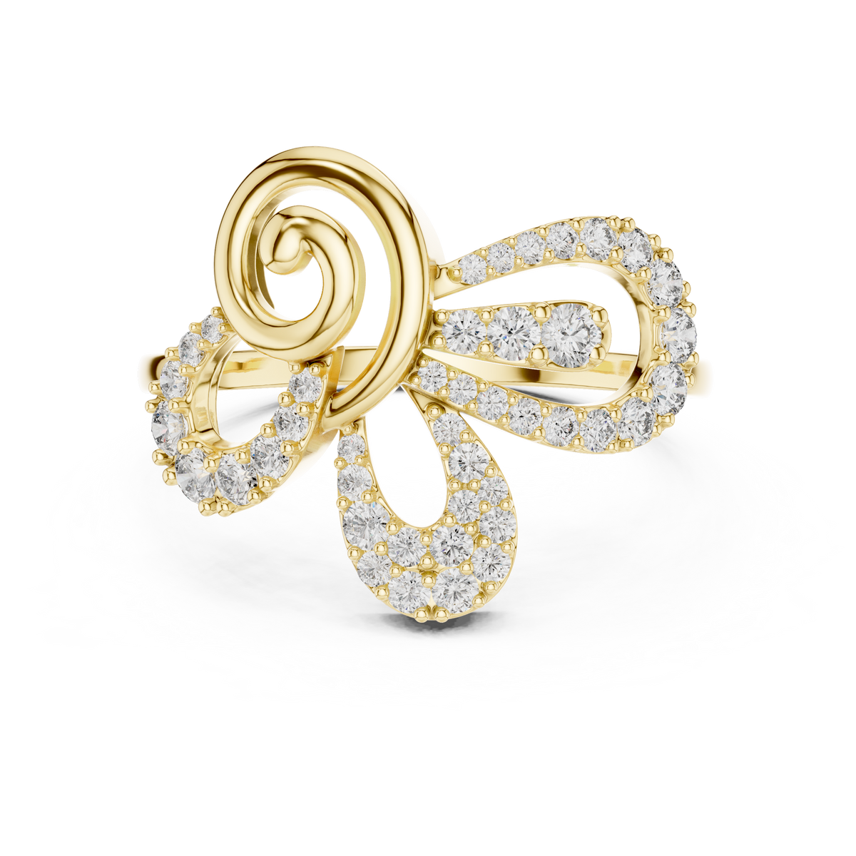 Papilio Lab Grown Diamond Butterfly Swirl Statement Ring with Pavé Wings
