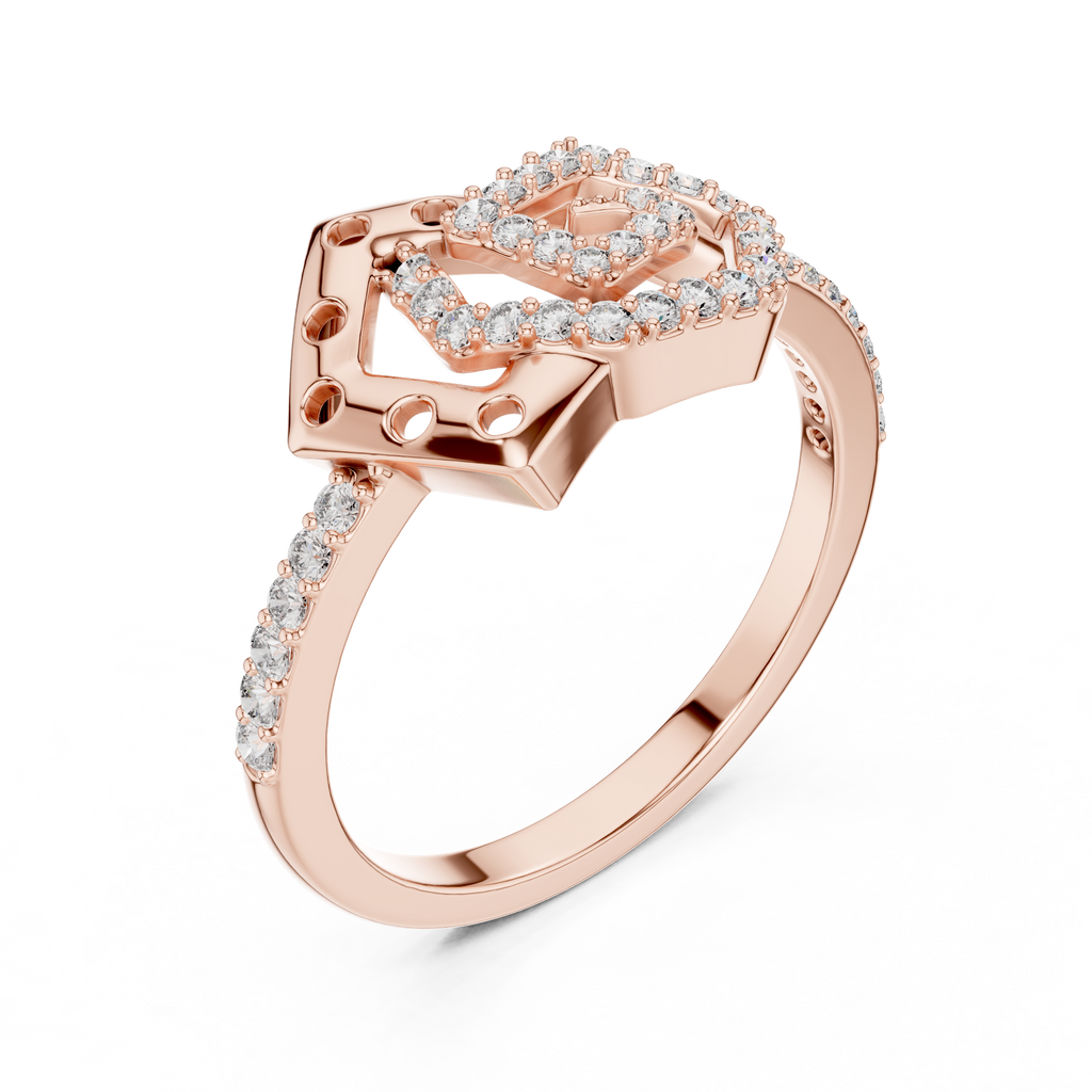 Hexa Lab Grown Diamond Interlocking Hexagon and Pentagon Spiral Ring