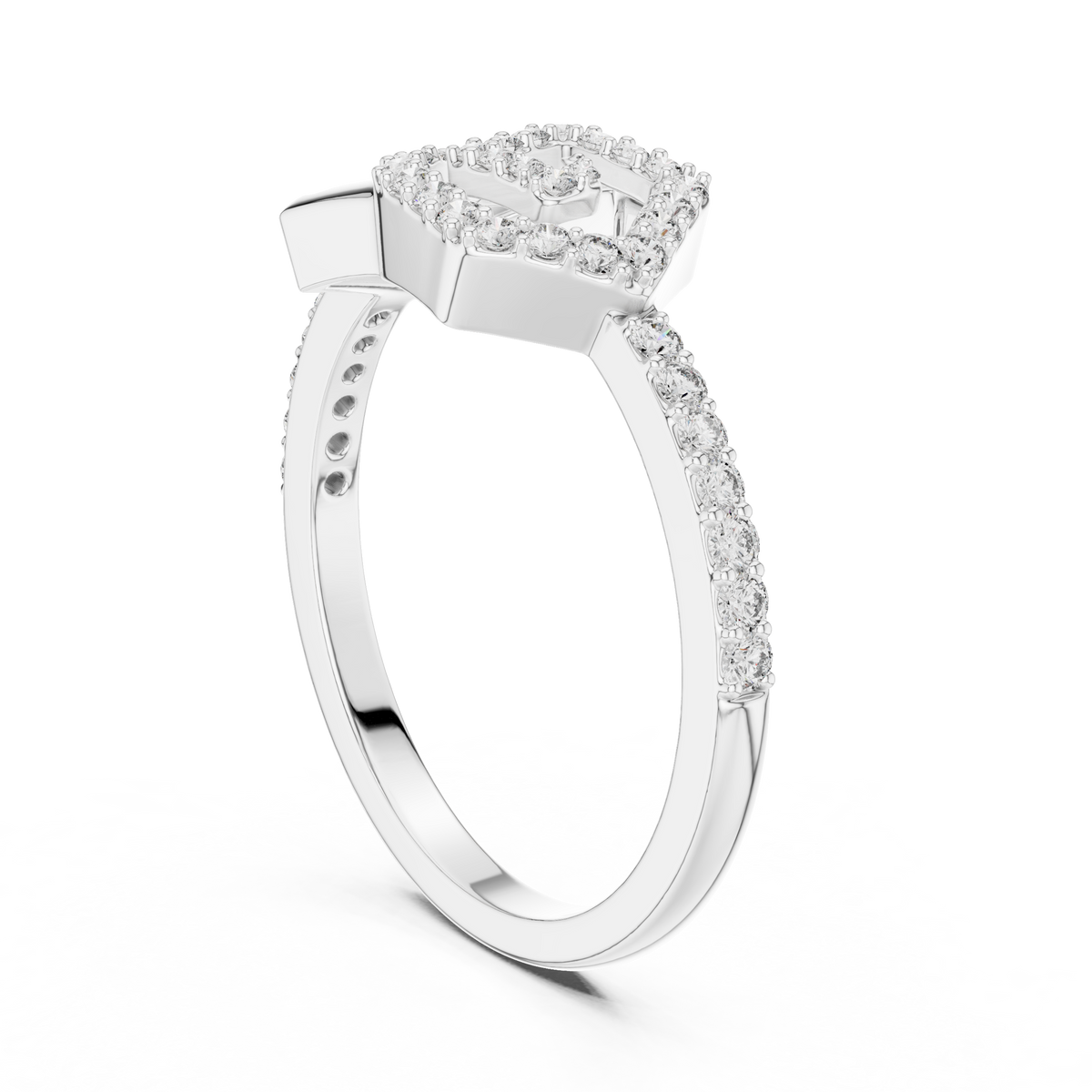 Hexa Lab Grown Diamond Interlocking Hexagon and Pentagon Spiral Ring