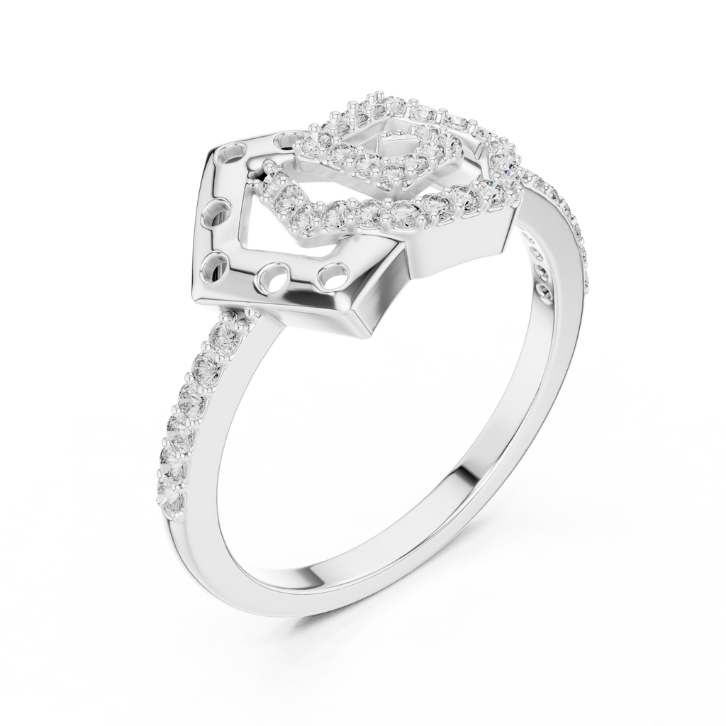 Hexa Lab Grown Diamond Interlocking Hexagon and Pentagon Spiral Ring