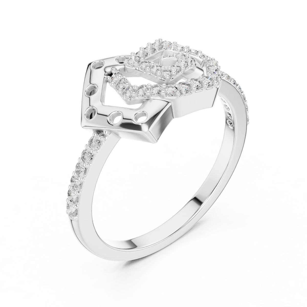 Hexa Lab Grown Diamond Interlocking Hexagon and Pentagon Spiral Ring
