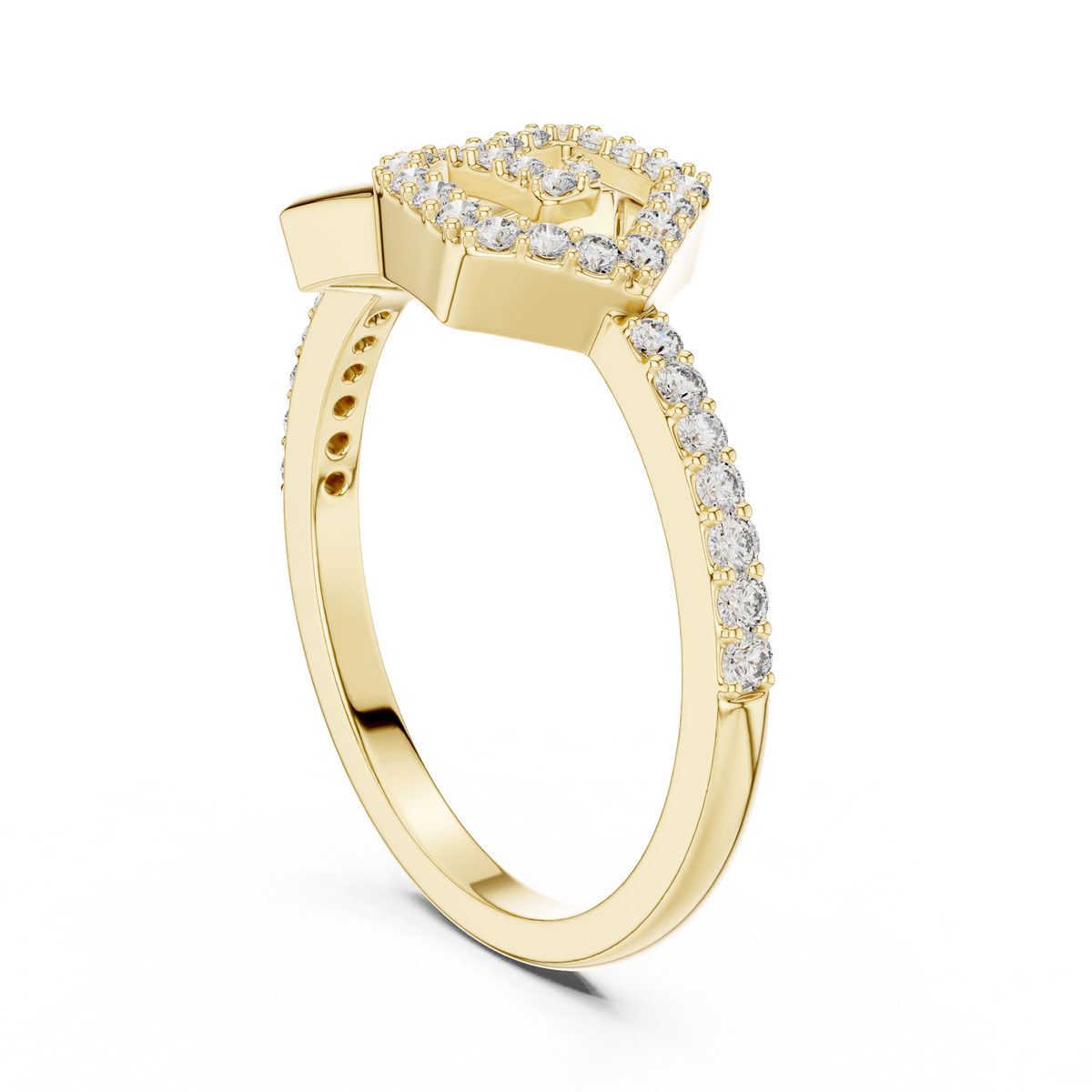Hexa Lab Grown Diamond Interlocking Hexagon and Pentagon Spiral Ring