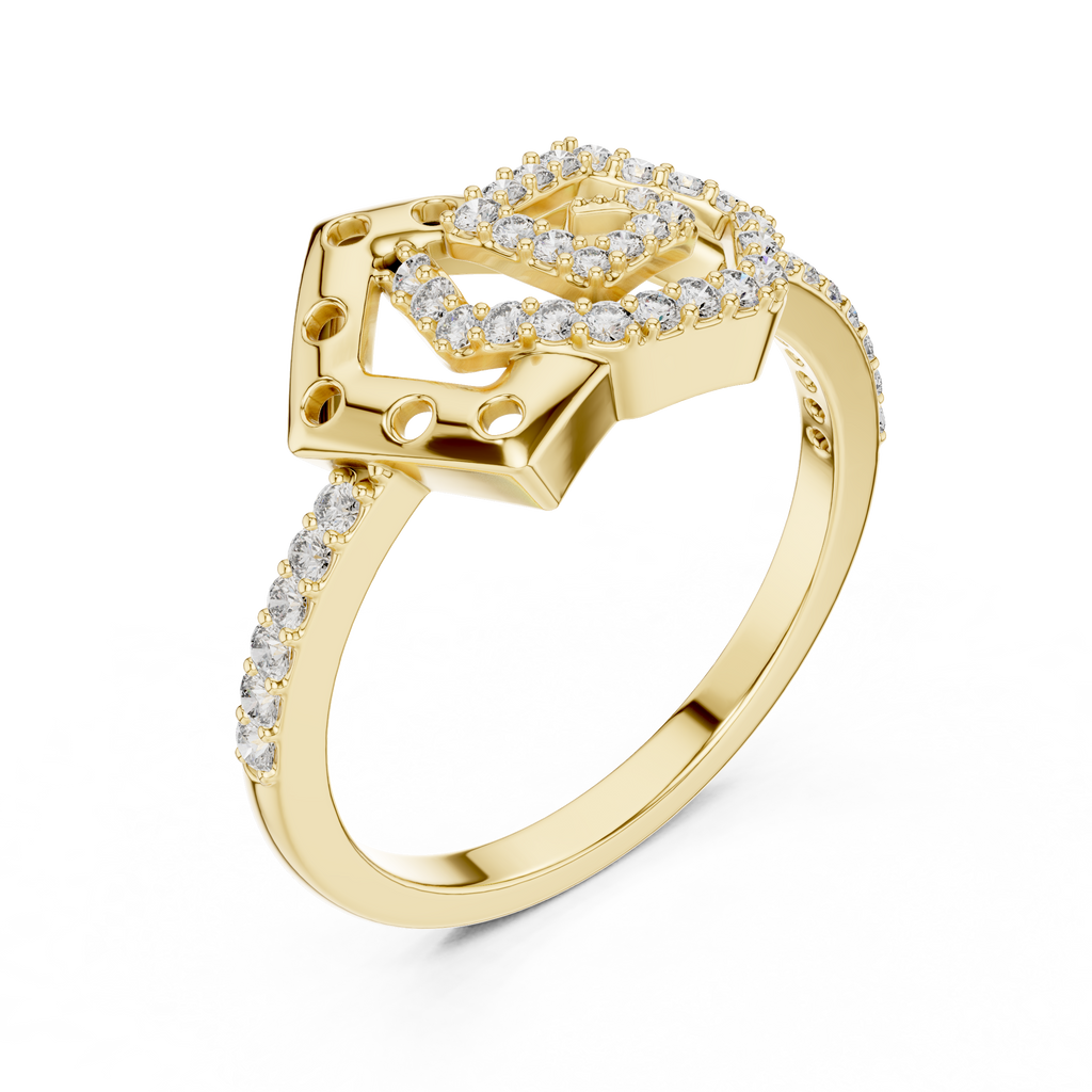 Hexa Lab Grown Diamond Interlocking Hexagon and Pentagon Spiral Ring