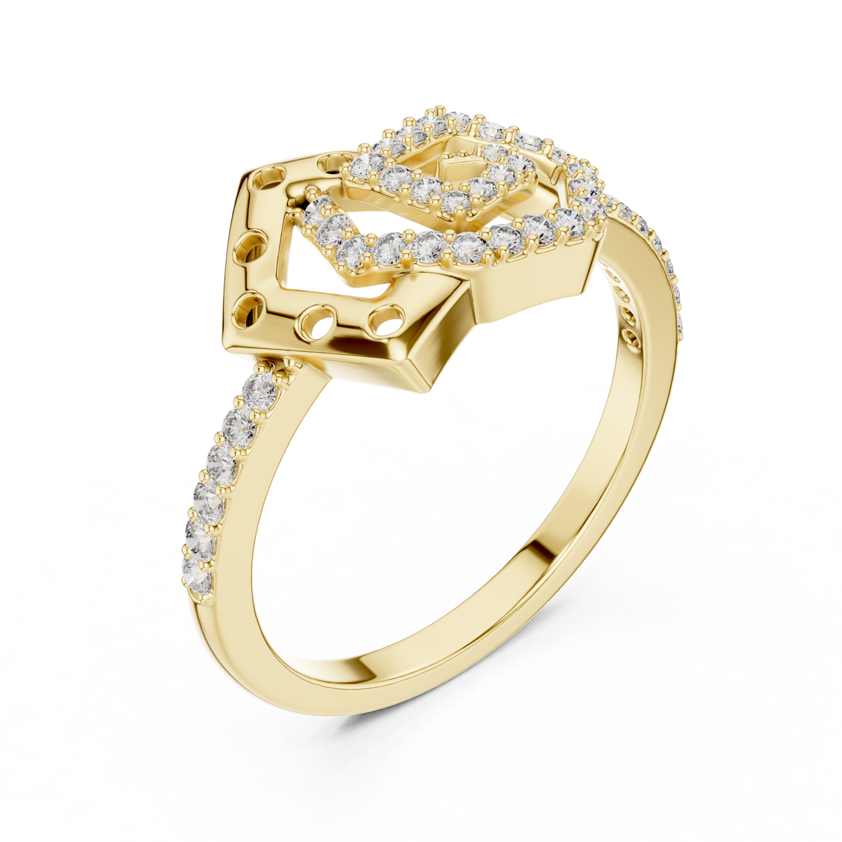 Hexa Lab Grown Diamond Interlocking Hexagon and Pentagon Spiral Ring