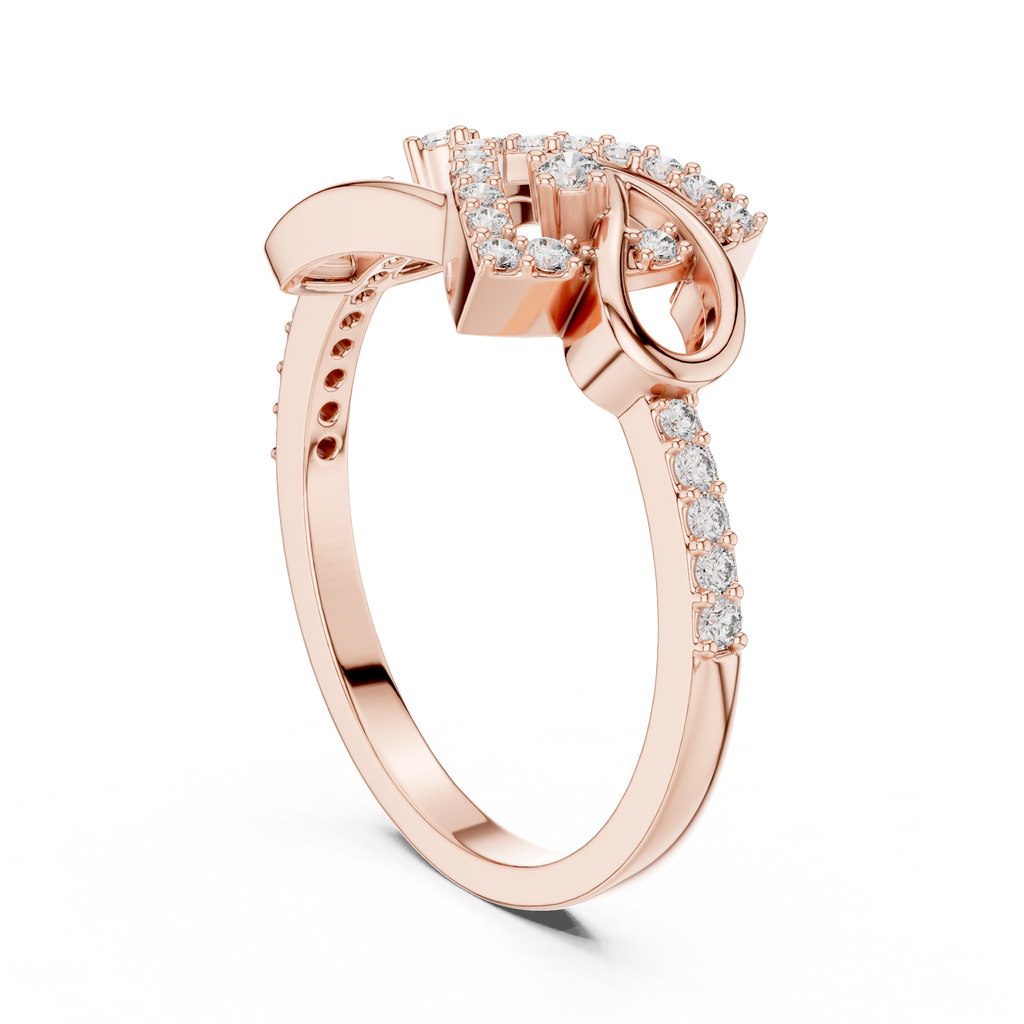 Ophelia Lab Grown Diamond Interlocking Chevron and Teardrop Link Ring