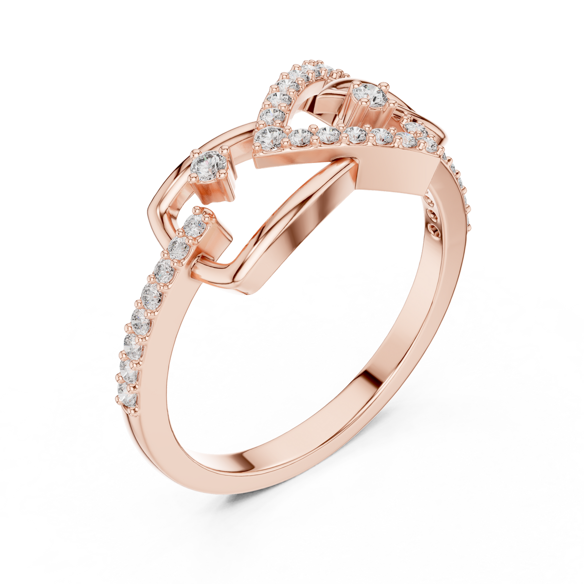 Ophelia Lab Grown Diamond Interlocking Chevron and Teardrop Link Ring