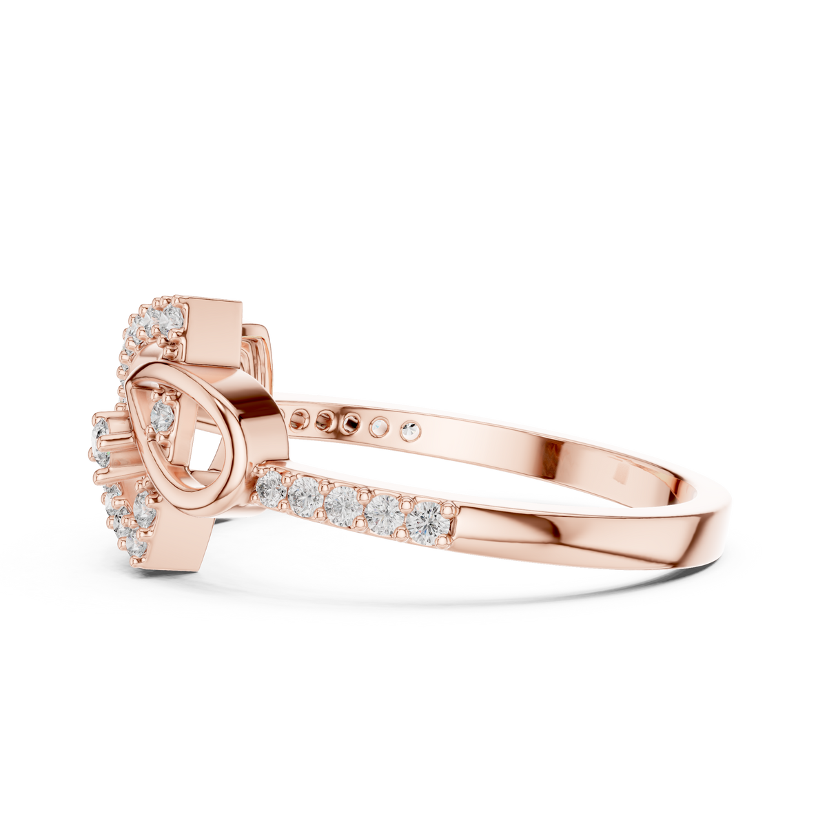 Ophelia Lab Grown Diamond Interlocking Chevron and Teardrop Link Ring