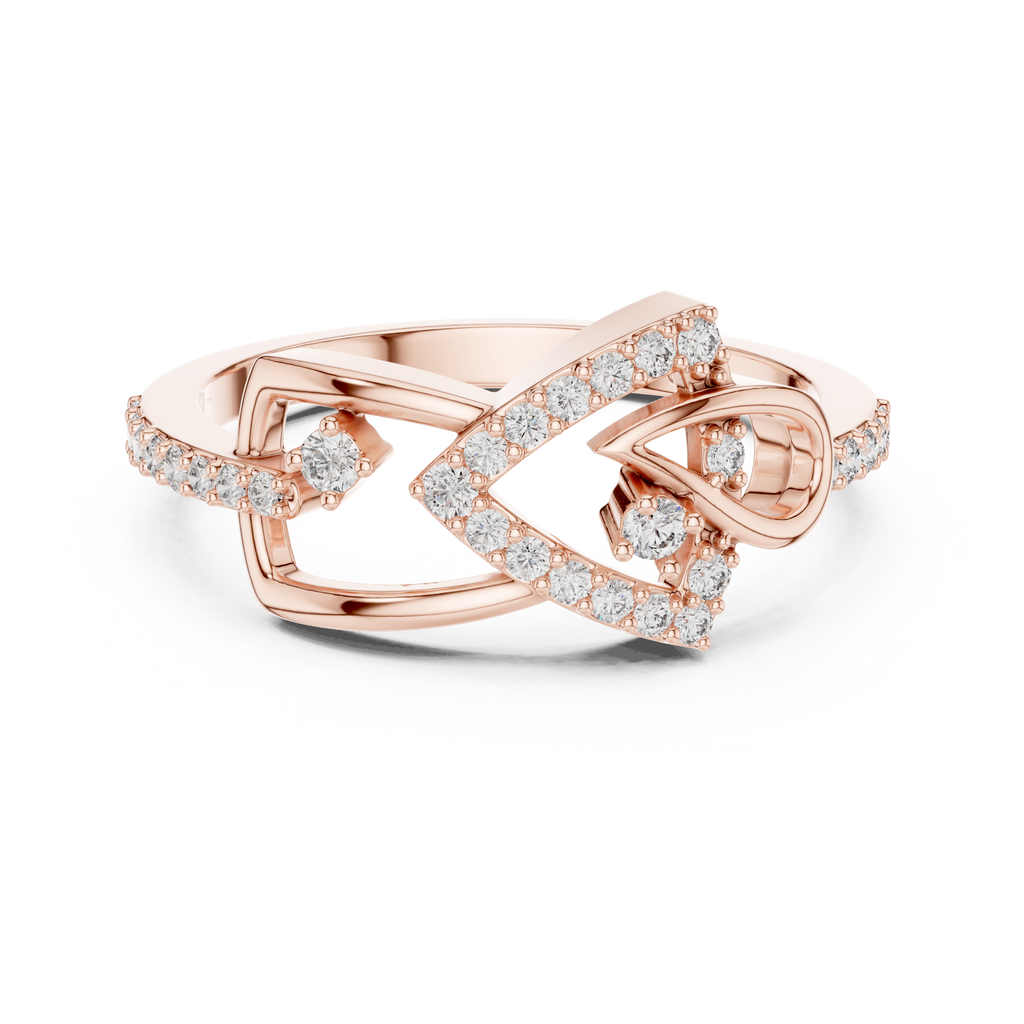 Ophelia Lab Grown Diamond Interlocking Chevron and Teardrop Link Ring