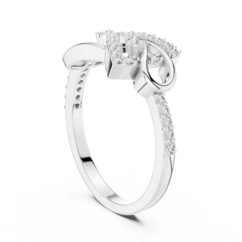 Ophelia Lab Grown Diamond Interlocking Chevron and Teardrop Link Ring