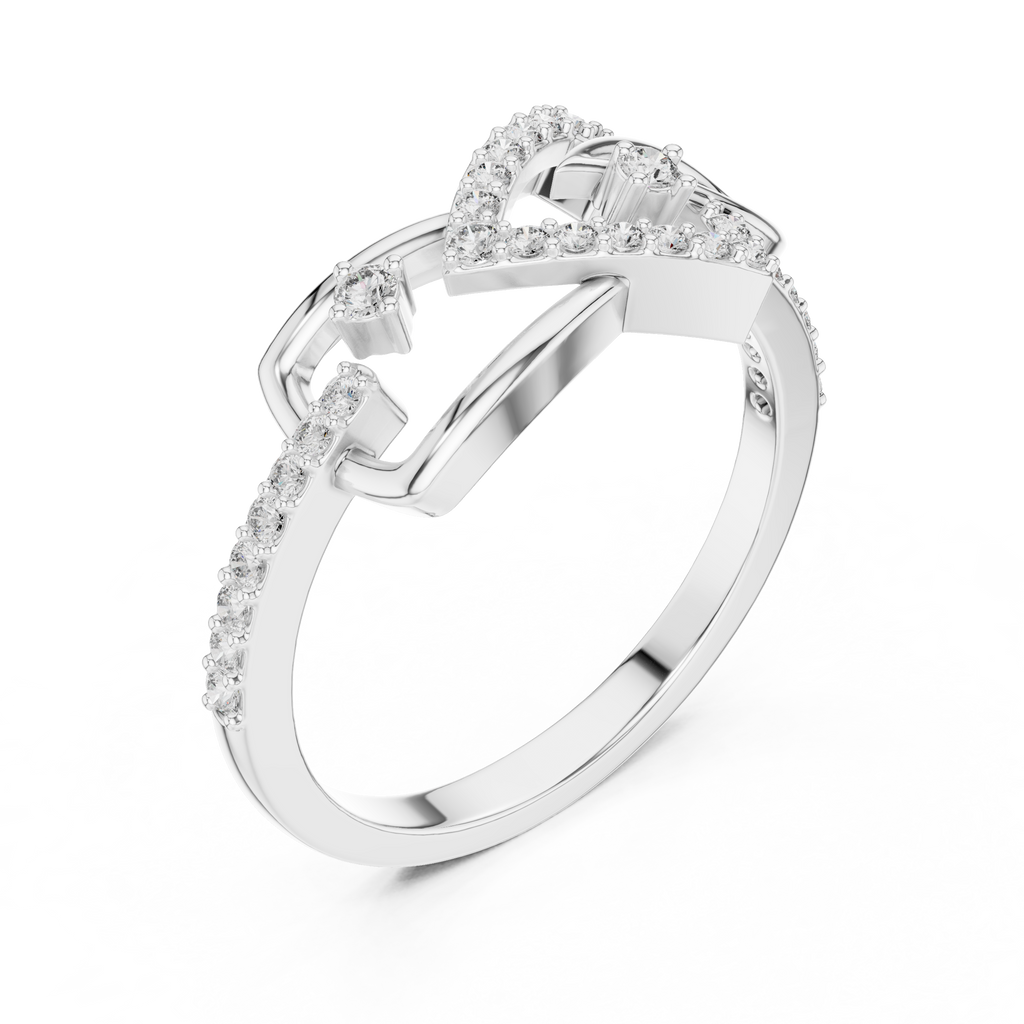 Ophelia Lab Grown Diamond Interlocking Chevron and Teardrop Link Ring