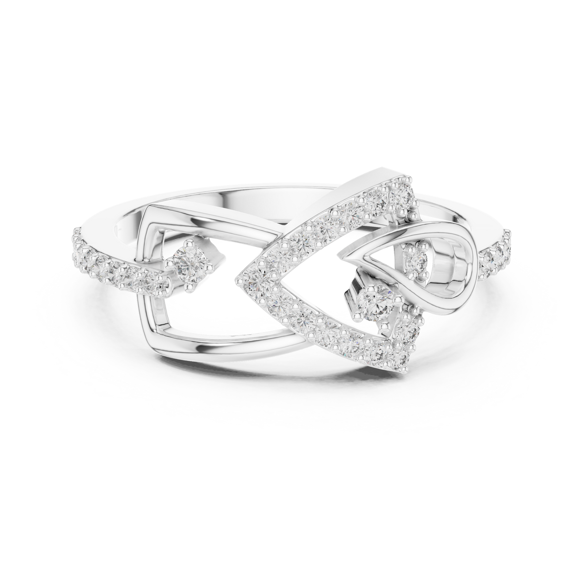 Ophelia Lab Grown Diamond Interlocking Chevron and Teardrop Link Ring