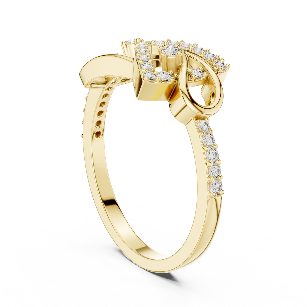 Ophelia Lab Grown Diamond Interlocking Chevron and Teardrop Link Ring