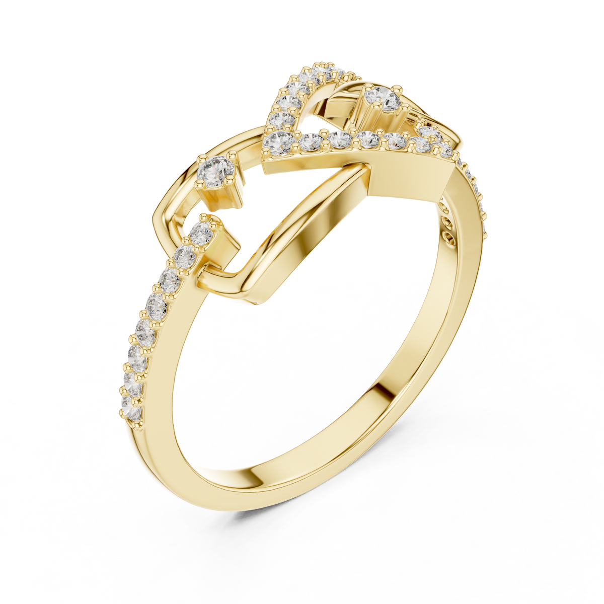 Ophelia Lab Grown Diamond Interlocking Chevron and Teardrop Link Ring