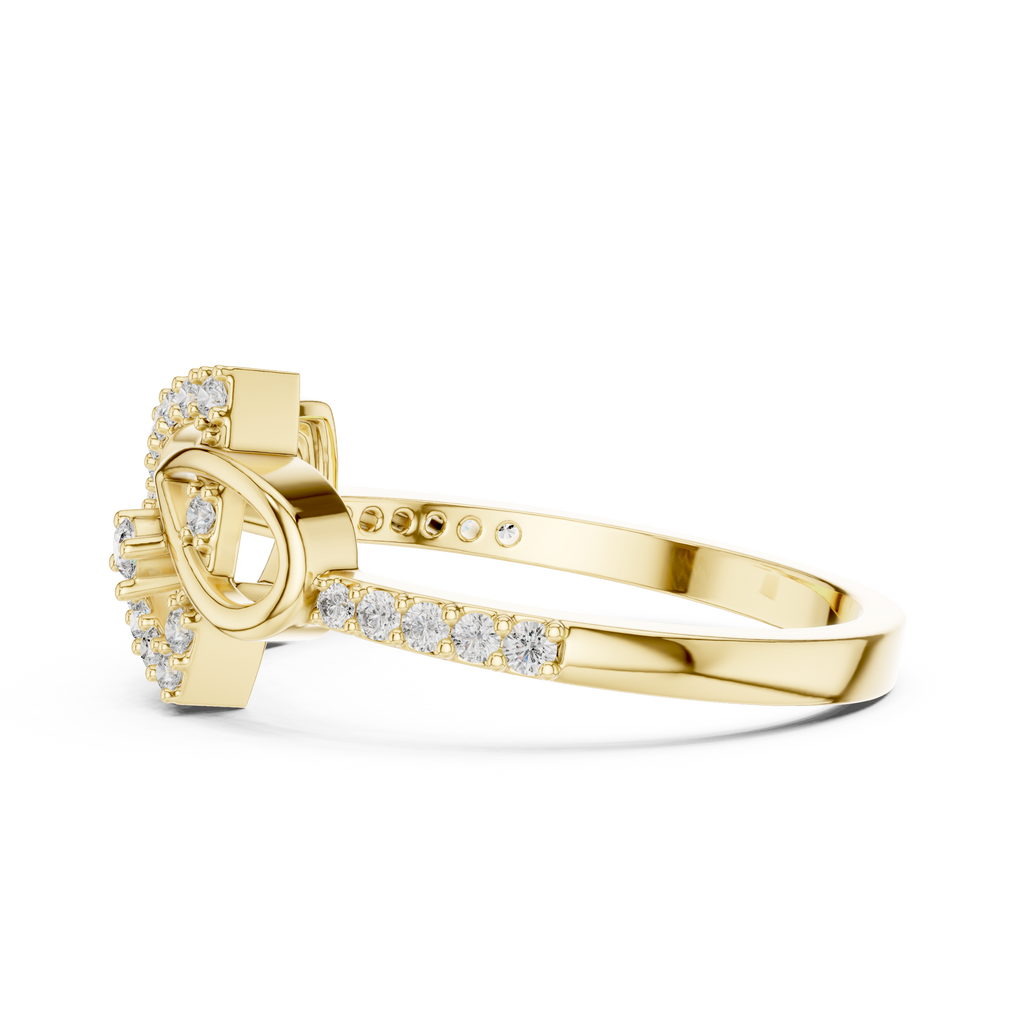 Ophelia Lab Grown Diamond Interlocking Chevron and Teardrop Link Ring