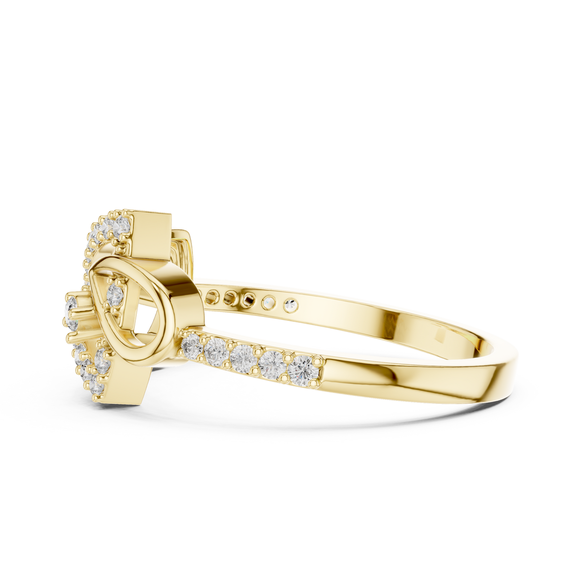Ophelia Lab Grown Diamond Interlocking Chevron and Teardrop Link Ring